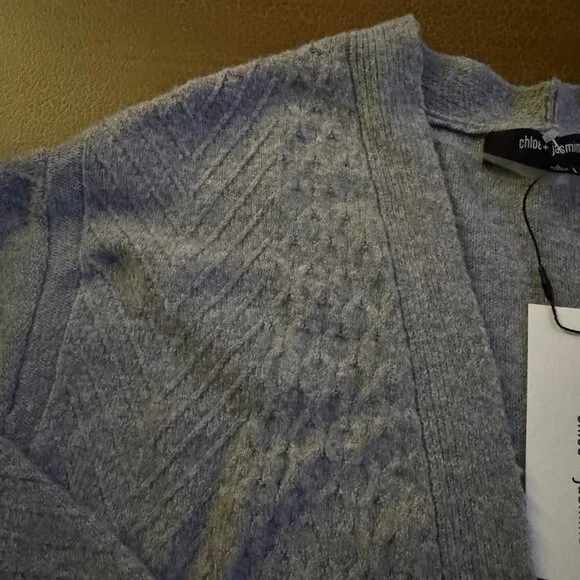 Grey Knitted Cardigan Sweater - Chloe + Jasmine Size Small NWT - Picture 3 of 4